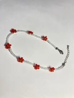 アンクレット赤いお花