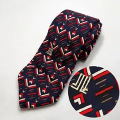 LANVIN ランバン ネクタイ ネイビー ヴィンテージ ロゴ入り シルク