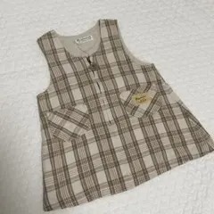 Familia ジャンバースカート 100cm ベージュ・グリーン チェック