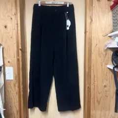 SENSE OF PLACE リネンライクタックワイドスラックス　黒Lのサムネイル