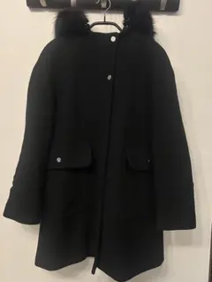 ZARAブラックファーフードロングコート