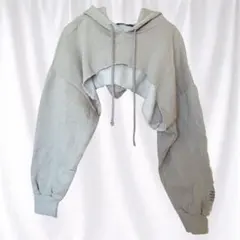 【ZARA】 ザラ 超クロップド丈 フーディー パーカー ベージュ M
