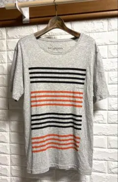 SATURDAYS SURF NYC ボーダープリントTシャツグレー Sユーズド