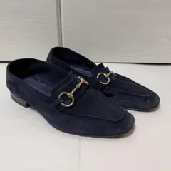 PRADA スエード デッキシューズローファースリッポン ネイビー