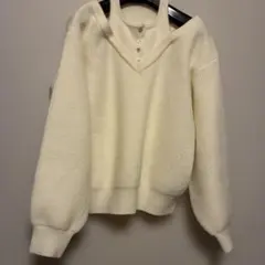 No.580 PUBLUXオフショルダー ニットセーター ホワイトF