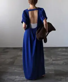 Bonjour Sagan バックオープンパフスリーブコクーンワンピース