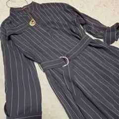 美品✨アーバンリサーチ ウエストベルトストライプワンピース ネイビー
