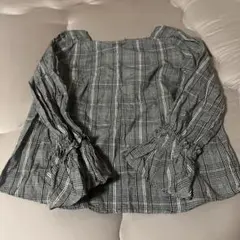 LHELBIEチェック柄長袖シャツ フリル袖