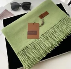 緑 新色 定番上質大判シンプル無地 カシミヤ混 ストール マフラー ユニセックス