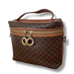 良品　セリーヌ　CELINE　バニティバッグ　マカダム柄　サークル金具