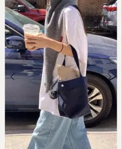 韓国購入正規品 haag ヘイグ トートバッグ ネイビー 新品未開封 値下げ 