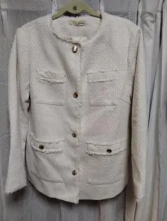 ☆新品☆【SHOO・LA・RUE 】ノーカラージャケット ホワイトLサイズ