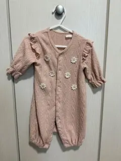 ピンク フリル付きロンパース 60cm