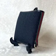 【美品✨】Gucci GGキャンバス　シェリーライン　二つ折り財布 ブラック