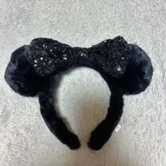 ディズニー カチューシャ ミニー 黒 スパンコール