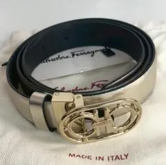Salvatore Ferragamo レザー ベルト ゴールド/ブラック やのサムネイル