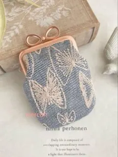 ミナペルホネン ハンドメイドポーチdopタンバリンピンクがま口カード