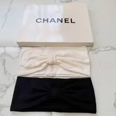 CHANELシャネルノベルティ ヘアバンド新品 本革ブラック レザー 即日