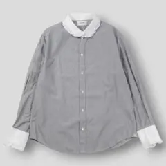 CELINE 21SS フリルカラー クレリックシャツ ストライプコットン 42