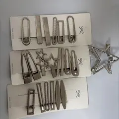 シルバー メタル ヘアクリップセット