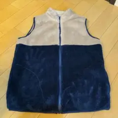 メンズ フリース ベスト ネイビー/ベージュ　LL