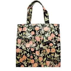 Harrods　ハロッズ　トートバッグ　レトロな花柄　マチあり　ビニールバッグ