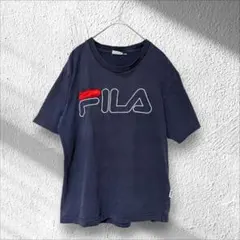 【FILA】半袖Tシャツ ビッグロゴ クルーネック ネイビー M