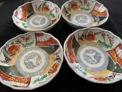 江戸後期～明治期　色絵人物図なます皿　5枚　珍しい絵付　蛇の目高台 江戸後期～明治期 色絵人物図なます皿 5枚 珍しい絵付 蛇の目高台