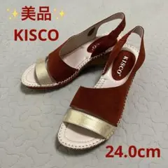 キスコ ウェッジソール サンダル バイカラー コルク調 レザー　本革風のサムネイル