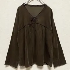 フェアリーグランジ ベロア チュニック 古着 ブラウン 茶色
