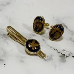 Limoges Castel ネクタイピンとカフスボタン セット　ネイビー
