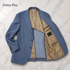 Friday Plus ウール100% テーラードジャケット 杢調ブルー Mのサムネイル