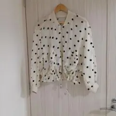 美品！ドット柄 シースルー ジップアップブルゾンのサムネイル