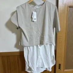 GLOBAL WORK ベージュ 半袖Tシャツ Fサイズ