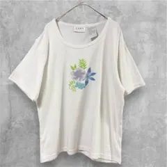 【希少/美品】ERIKA レトロフラワーTシャツ ホワイト XL