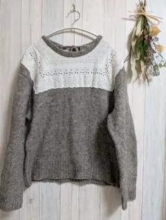 SM2 カットワークレースミックスニット