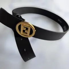 極美品】フェンディ ベルト ズッカ ロゴ メンズ レザー ブラック