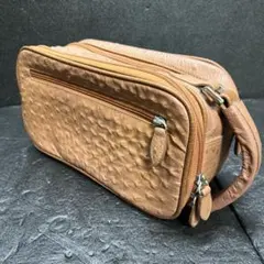 オーストリッチ セカンドバッグ クラッチバッグ ダブルファスナー