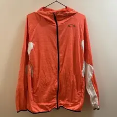 K1757 Oakley オレンジ ストライプ フード付きパーカー M
