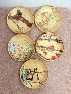 金箔風 華やか 菓器 菓子入れ 食器 プレート まとめ 植物 鳥 花