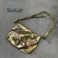 ScoLar⭐︎スカラー⭐︎ショルダーバッグ⭐︎刺繍花鳥蝶々猫ゴールドのサムネイル