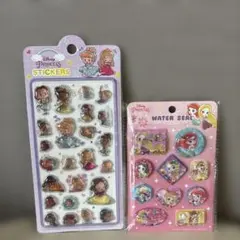 ディズニープリンセス　立体シール＆ウォーターシール2枚セット　匿名配送