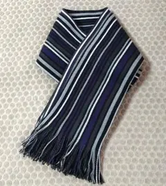 ストライプ マフラー フリンジ付き アクリル製