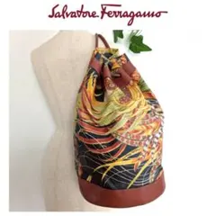 美品 フェラガモ ボンサック 巾着 バケットバッグ 大容量 レディース メンズ