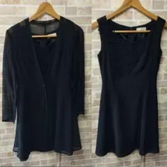 レディース カーディガン ボレロ ワンピース 2点セット 9号 ブラック