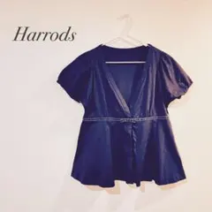 Harrods ハロッズ｜カシュクール フレア 紺 綿 カットソー Vネックのサムネイル