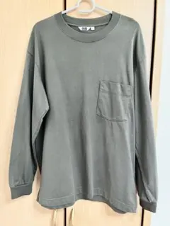 【美品】UNIQLO/ユニクロU クルーネックT（長袖） オリーブ L