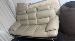 ベージュ 合成皮革 ソファ 3人掛け