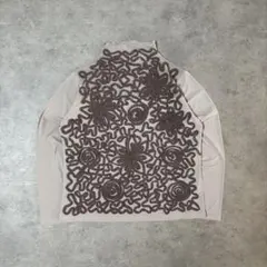 刺繍 シアートップス 花柄 ベージュ 大人カジュアル レトロ モード