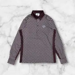 00's vintage エフィカスオム 長袖 総柄ポリシャツ ゴルフウェア L